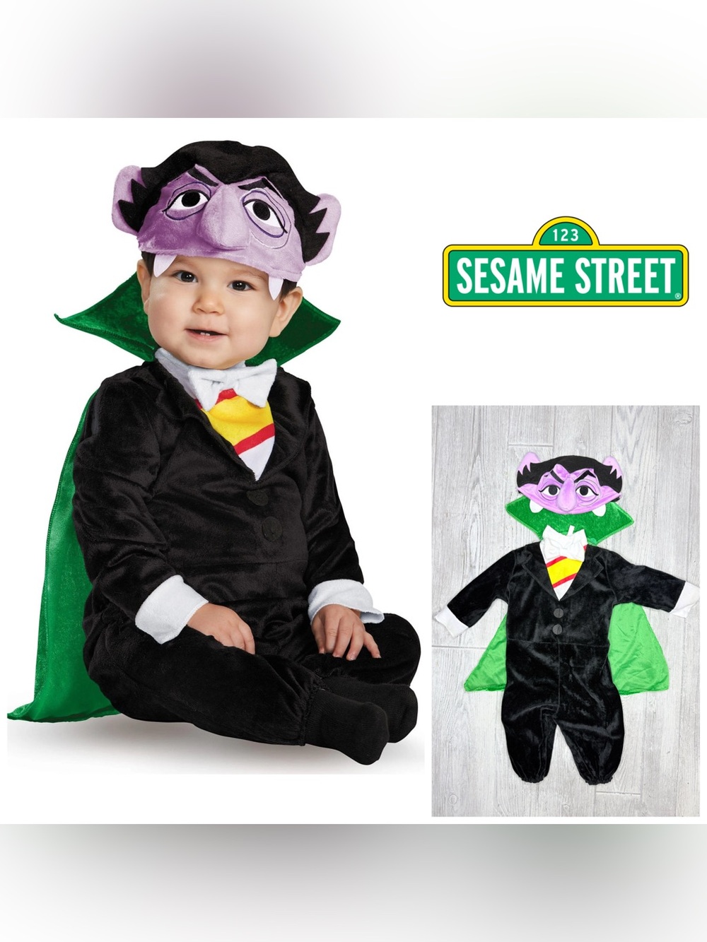 Sesame Street Count Deluxe Infant halloween Costume dress up cosplay